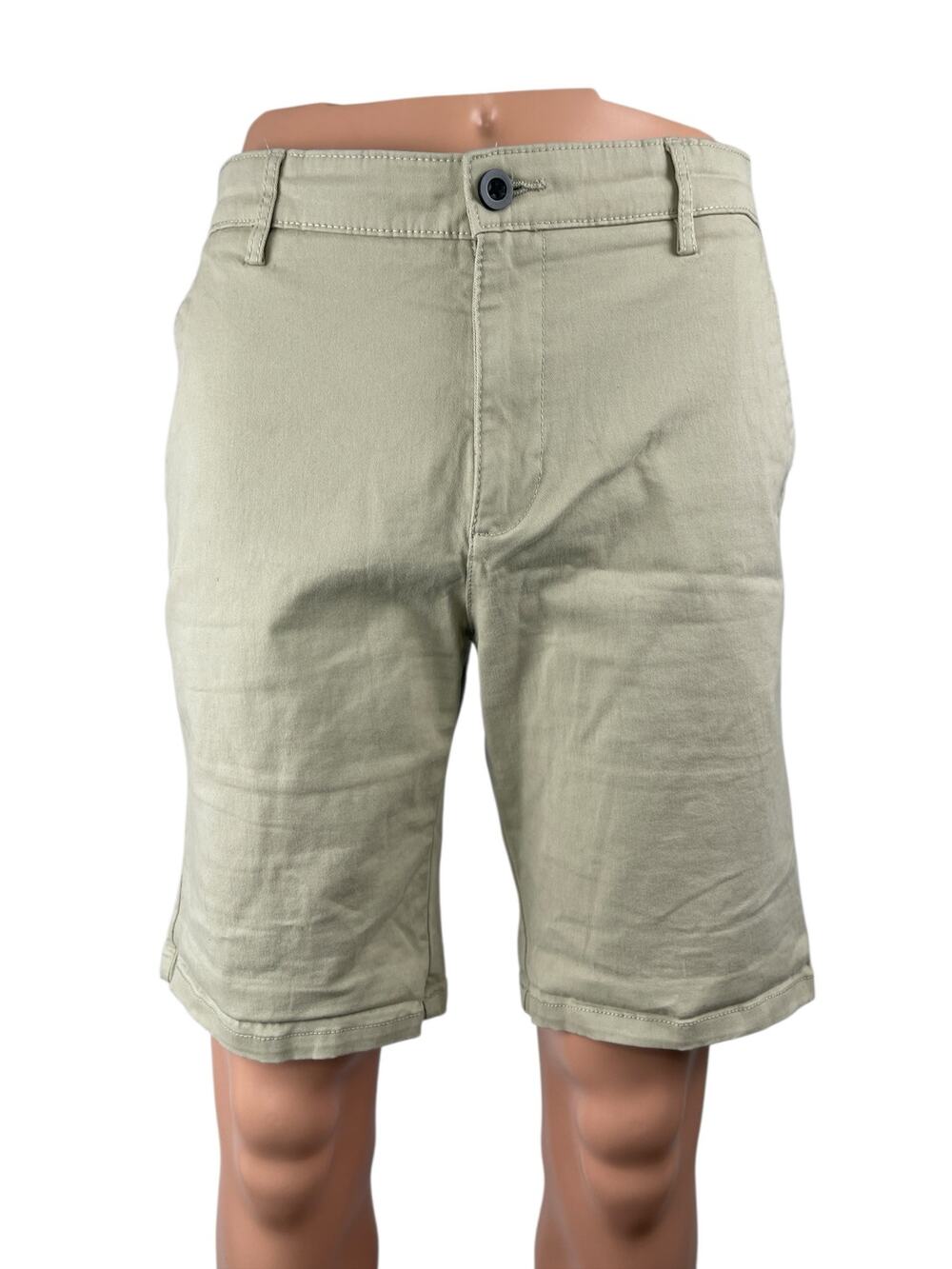 Topman Men's Cream Beige High Rise Slim Fit Straight Leg Chino Khaki Shorts 36